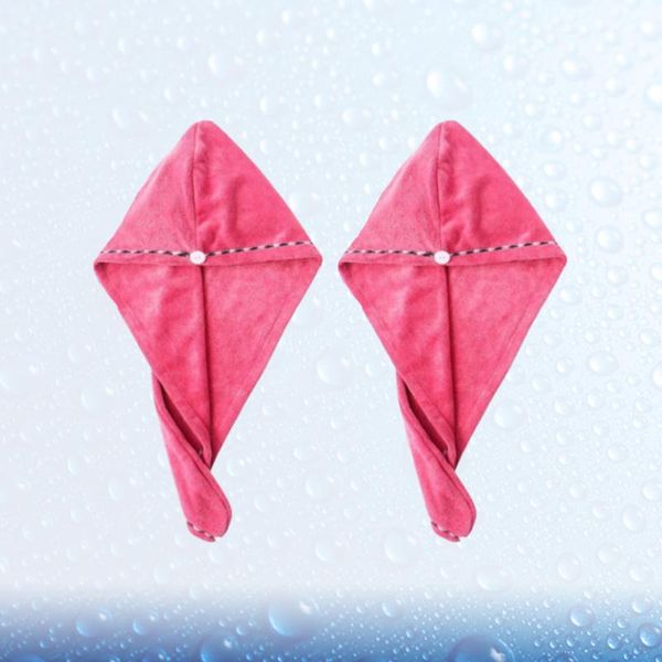 

2pcs hair drying caps water absorption turban bathroom accessories rosy shower
