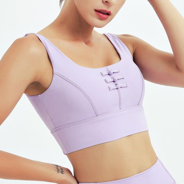 

yoga outfit chinese knot hollow bra brocade brushed detachable chest pad sports underwear bras fitness active wear women
