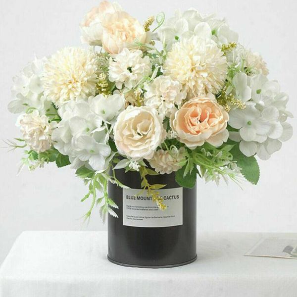 

beautiful 7 heads peony artificial flowers real touch blooming fake rose silk hydrangeas bridal bouquet wedding decor decorative & wreaths