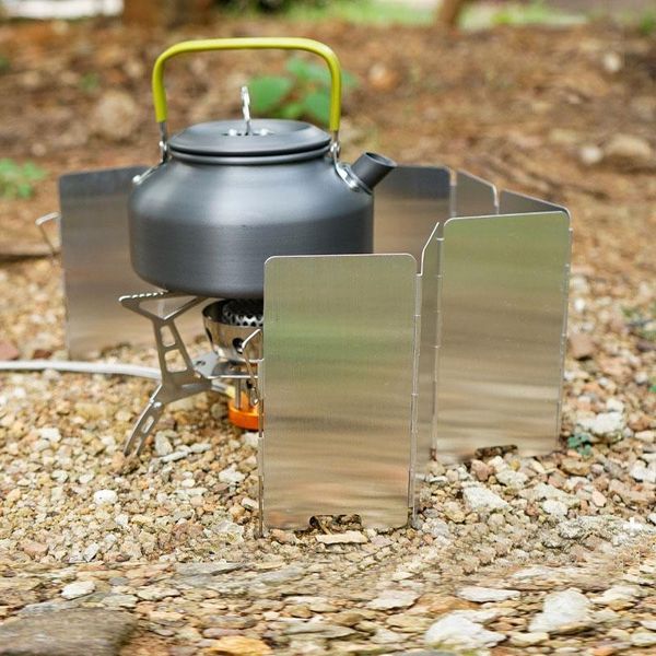 

tools & accessories foldable gas stove windshield outdoor camping cooking burner windproof screen aluminium alloy cooker
