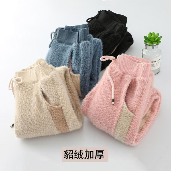 

trousers girls' plus velvet thickening winter foreign style outer warm pants baby cotton casual all-match, Blue