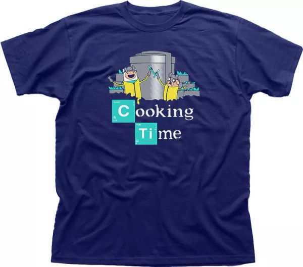 

adventure cooking time finn jake breaking bad walter navy cotton t-shirt fn09847, White;black