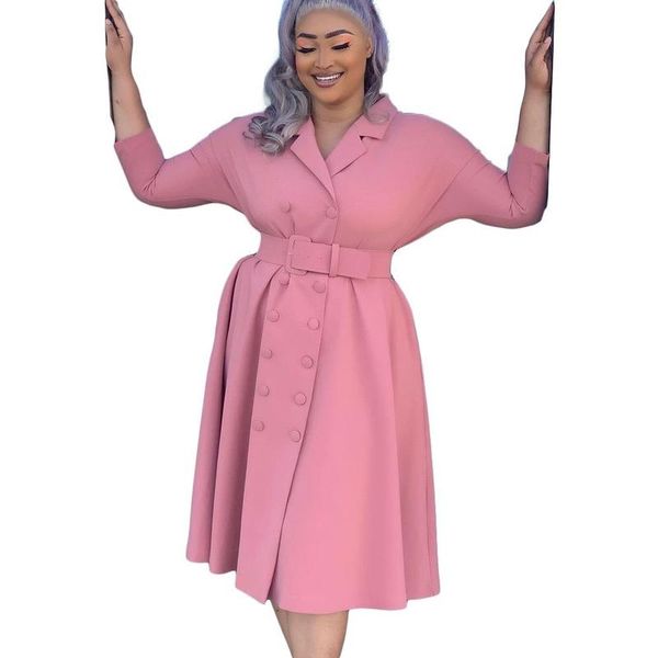 

ethnic clothing with belt african dresses for women button knee-length dress christmas shiny celebrate occasion office robes birthday e, Red