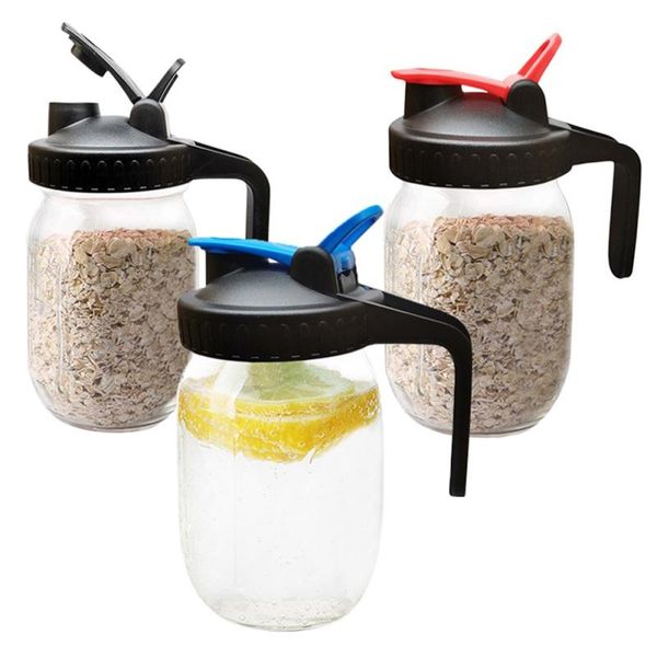 

kitchen storage & organization keeping fresh cover glass jar sealed flip cap lid wide mouth leak-proof bottle for kitchen*