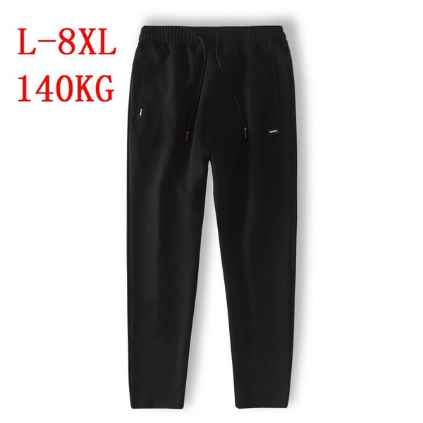 

solid black sweat men's pant spring autumn loose trousers men joggers plus size 7xl 8xl for big and tall sport