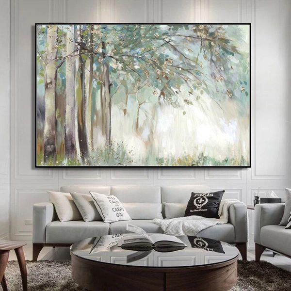 

paintings 100% hand painted texture landscape oil painting on canvas abstract gold foil wall art for living room decor no frame drop ship
