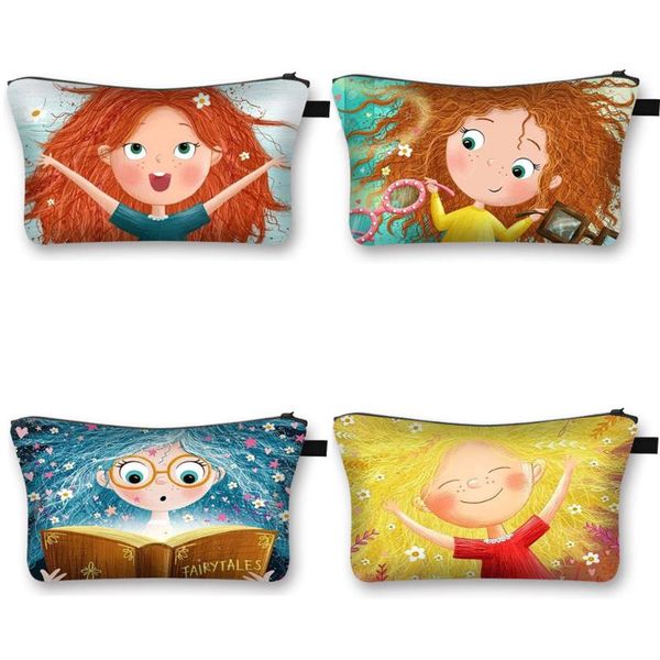 

cute cartoon girls cosmetic case women portable makeup bag organizer for travel gift bags & cases