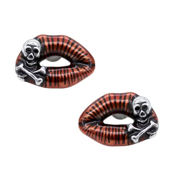 Cerchio Huggie Trend Retro Red Lips Skull Crossbones Orecchini da donna Fashion Personality Punk Nightclub Style Jewelry Commercio all'ingrosso