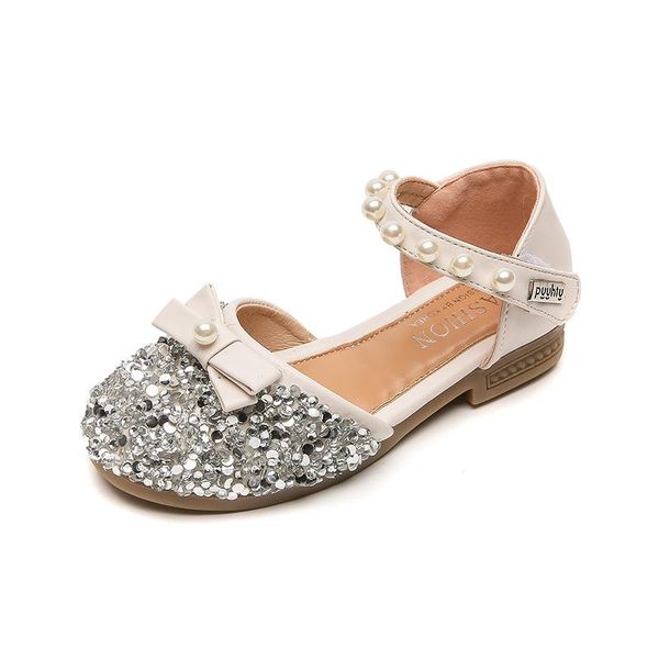 

sandals 2021 spring kids princess laces rhinestones pearl girls dance shoes fashion for party flats sweet sequined chic, Black;red
