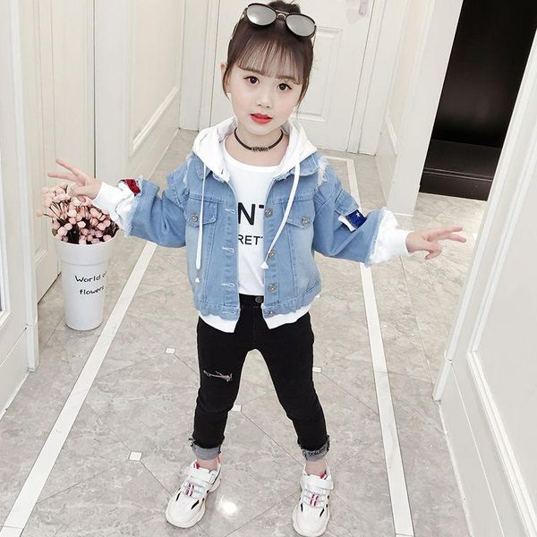 

girls denim jacket 2021 net red childrens clothing spring autumn korean style little girl jackets, Blue;gray