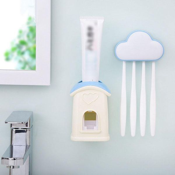 

bath accessory set house cloud pattern toothpaste dispenser toothbrush holder bathroom accessories lovely squeezer for child