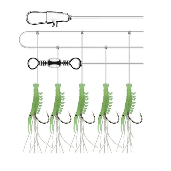 

strings luminous shrimp hook fishing lure string tack bait jigs worm fake hooks (