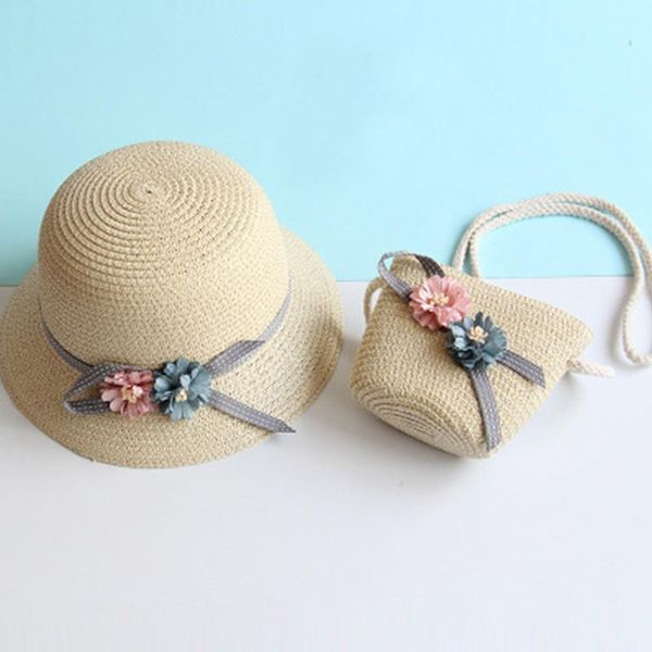 

caps & hats melario fashion baby hat summer straw bow girl cap beach children panama princess and bag for kids 2pc, Yellow