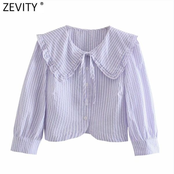 

women sweet agaric lace striped print short blouse shirt breasted chic office femininas blusas crop ls9303 210420, White