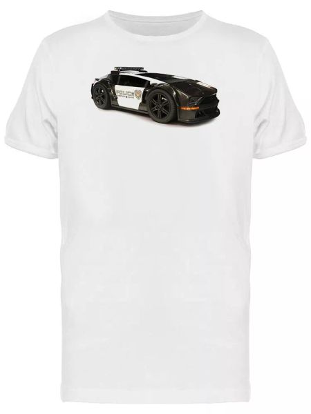 

futuristic police car figurine men's tee -image by shutterstock, White;black