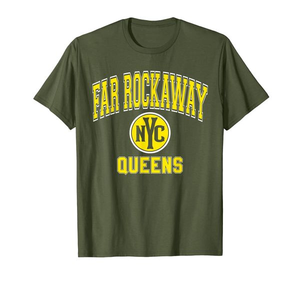 

far rockaway t shirt - nyc varsity style yellow print, White;black