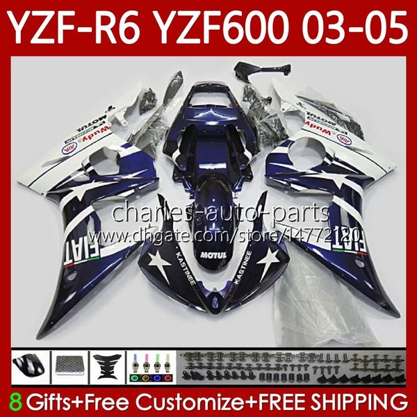 Corpo da motocicleta para Yamaha YZF-R6 YZF600 YZF R 6 600 CC 03-05 Bodywork 95No.72 Azul escuro YZF R6 600CC YZFR6 03 04 05 Cowling YZF-600 2003 2004 2005 OEM Fairings Kit