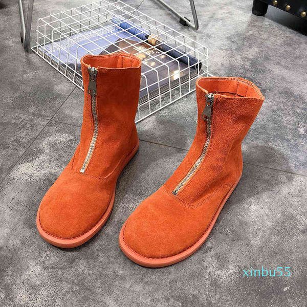 

boots women fashion winter mid-calf front-rits candy-colored size 35-40, Black