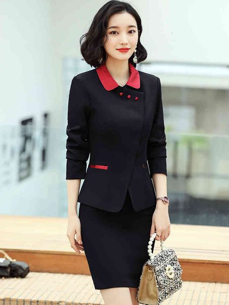 

pant 2021 female pantsuits thin black blazer and formal pants office lady wear 2-piece joint, White