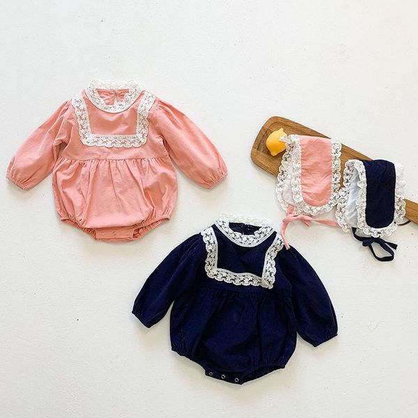 

baby girl rompers baby girl long sleeves corduroy rompers spring autumn baby girl newborn rompers clothes + hair band, Blue