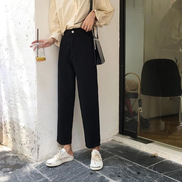 

women's jeans high waist long trousers women denim pants 2021 spring summer korean wide leg harajuku zipper button femme, Blue