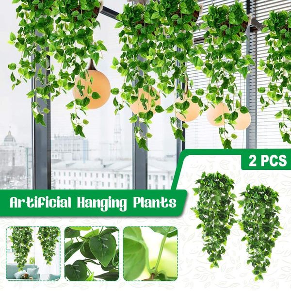 

artificial hanging plants leaves for wall indoor outdoor decoration bedroom countryside village 110cm/43.3in/3.6 feet decorative flowers & w