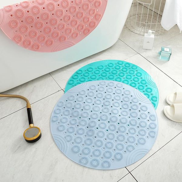 

bath mats 55cm round pvc non-slip bathroom mat silicone shower foot brush dead skin point bead pad