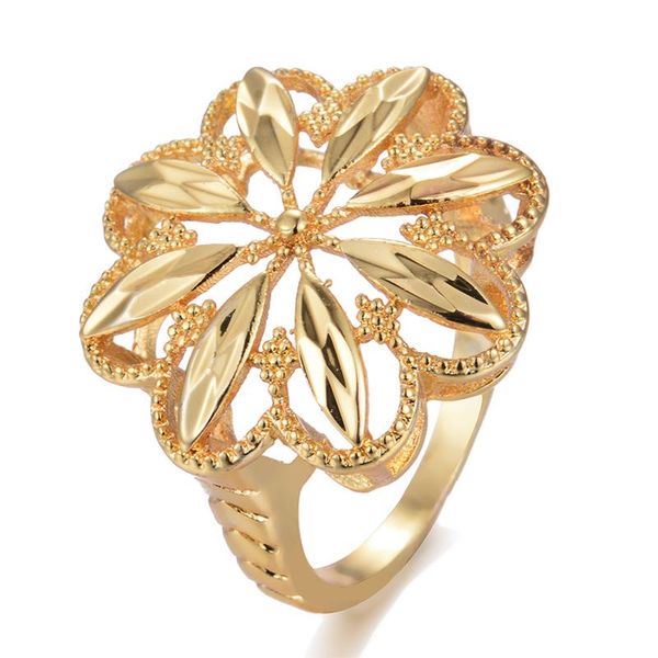 

cluster rings wando flowers wedding 24k gold color ring for women girls commemorate jewelry india/ethiopian/african/nigerian/israel gifts, Golden;silver