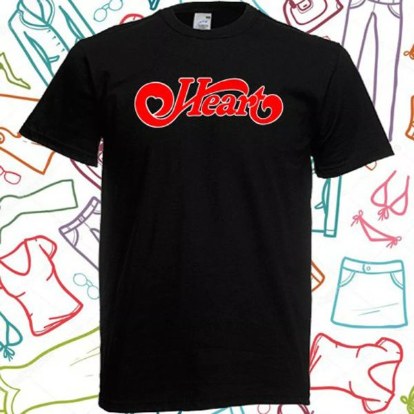 

heart band logo men's black t-shirt size s to 3xl, White;black