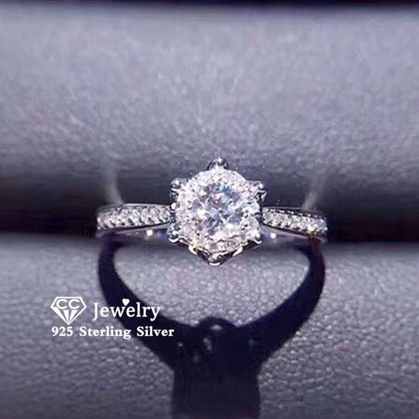

cluster rings wedding for women s925 sterling silver cubic zirconia romantic propose engagement fine jewelry bijoux femme 093, Golden;silver