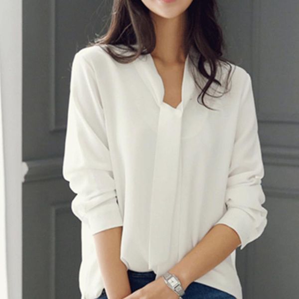 

women's blouses & shirts casual white blue chiffon ol blouse shirt blusas mujer de moda 2021 long sleeve women blusa feminina female