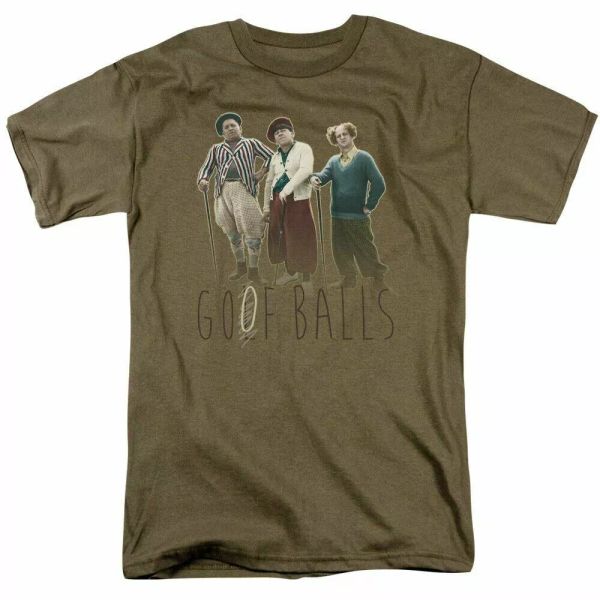 

the three stooges goof balls t shirt mens licensed moe larry curly safari green, White;black