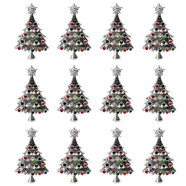 

napkin rings set of 12 christmas tree holder buckle rhinestone diamond metal alloy ring