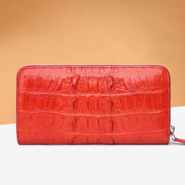 

purse crocodile leather women's handbag long tailbone multi card wallet, White