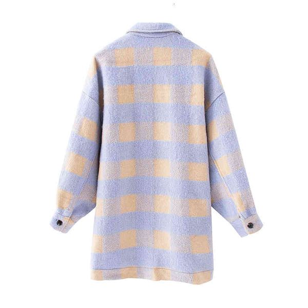 

Women's Jackets Aachoae Women Plaid Coats Pockets Batwing Long Sleeve Loose Jacket Female Turn Down Collar Casual Ladies Tops Outerwear JWSJ, Black;brown