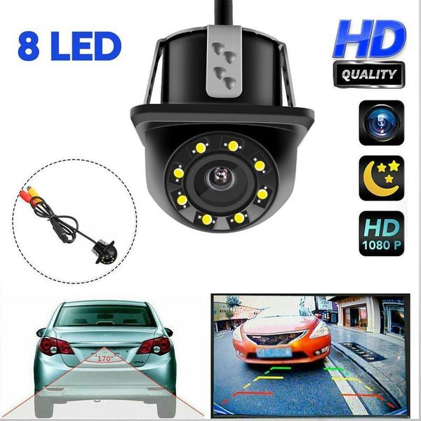

car rear view cameras& parking sensors 1pcs universal camera reversing back up 8 led round hd night vision monitor rearview