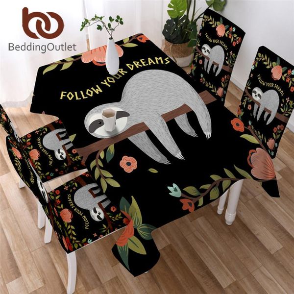 

table cloth beddingoutlet folivora tablecloth smiling sloth waterproof dinner floral cartoon kitchen decor tree leaf cover