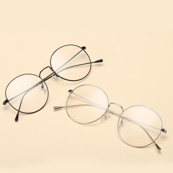 

fashion sunglasses frames fine arts frame retro round glasses tide men and women metal korean, Black