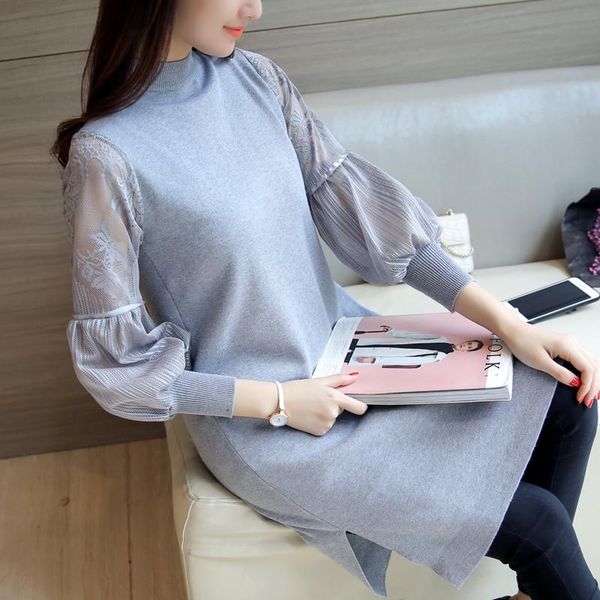 

women's sweaters 5942 - 2021 korean autumn sweater lantern sleeve 50, White;black