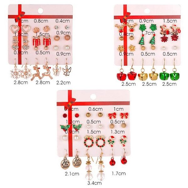 

pairs christmas earrings set gifts deer tree stud jewelry year, Golden;silver