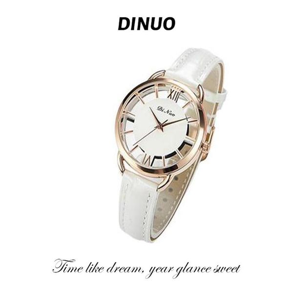 

wristwatches ladies watch round small and simple korean transparent light luxury ins ethos fashion, Slivery;brown