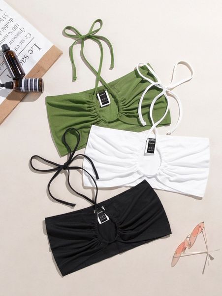 

3pcs tie back crop y1l7#, White