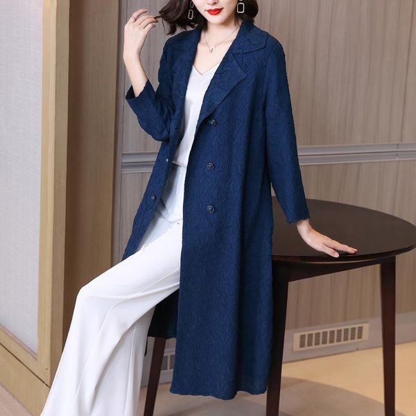 

women's trench coats high end embroidered mother windbreaker coat autumn 2021 temperament, Tan;black
