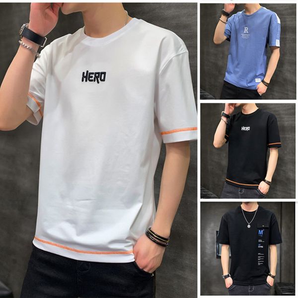 

men's t shirts short sleeve 2021 summer trend sports casual loose fashion brand cotton, White;black
