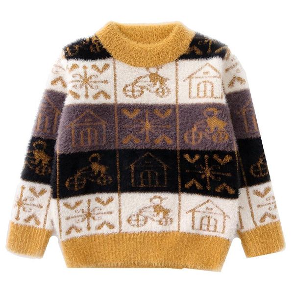 

cardigan boy casual pullover autumn and winter fashion warm sweater wild cartoon pattern, Blue