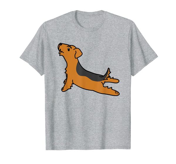 

airedale terrier yoga pose funny dog gift t-shirt, White;black