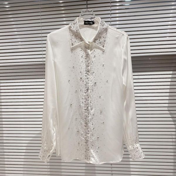 

women's blouses & shirts 2021 spring long sleeve mandarin collar all sky star design dark black style cotton shirt mz14, White