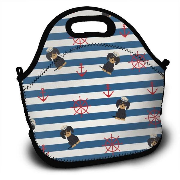 

portable lunch bag nautical sailor and steering wheel women reusable bags for work pinic travel 2021 casual handbags organizer, Blue;pink