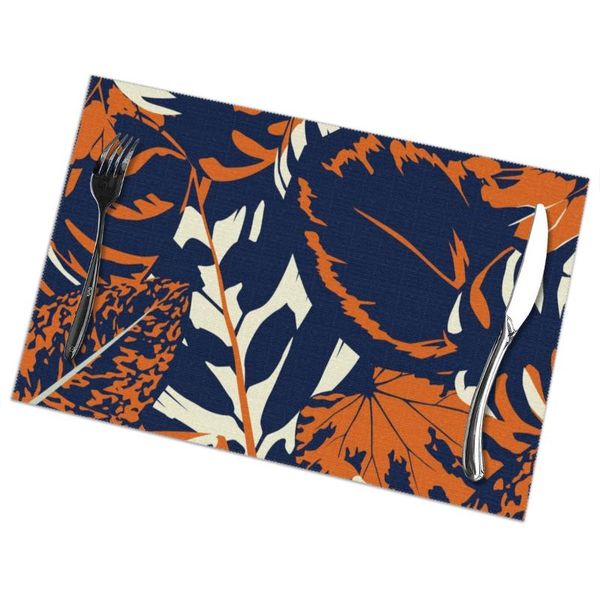 

6pcs placemat for dining table abstract vintage colorful leaves heat-resistant kitchen accessories mats & pads
