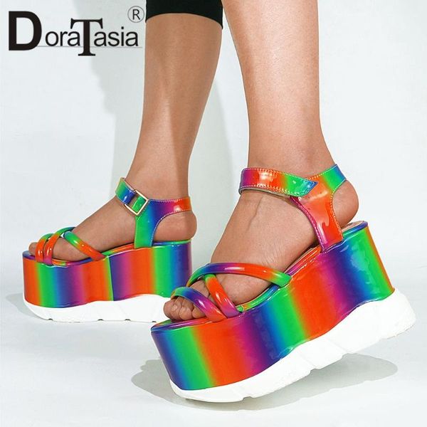 

sandals design ladies high platform multicolor wedges heels women's beach comfy summer shoes woman, Black